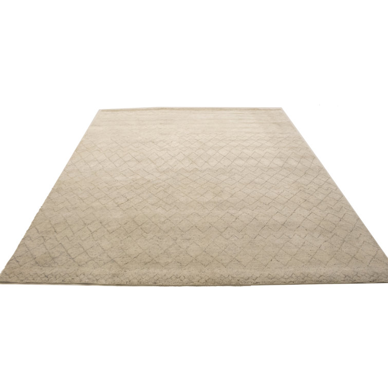 Foundry Select Averhoff Handmade HandKnotted Wool Beige Rug Wayfair